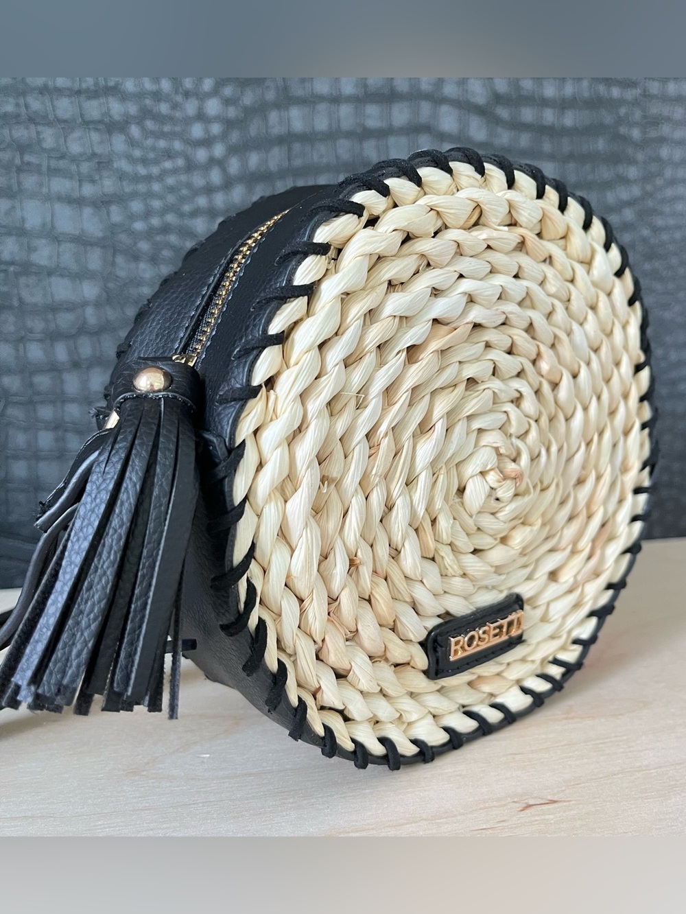 Rosetti Round Woven Straw Quinn Crossbody Hand Crafted with Eco Friendly NWT
